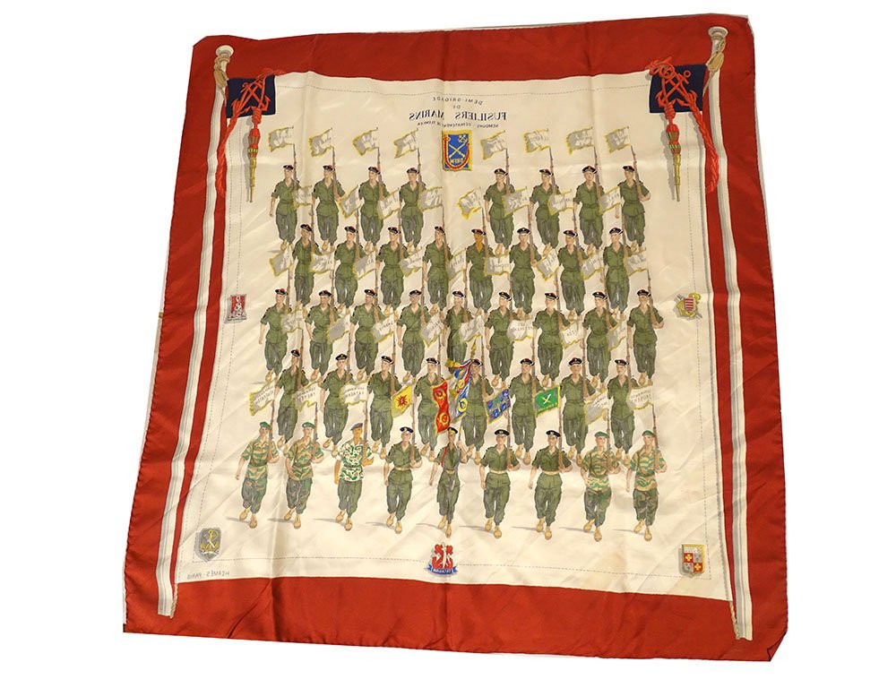 Hermès Paris Brigade Fusiliers Marins Nemours Vintage Silk Scarf-photo-8