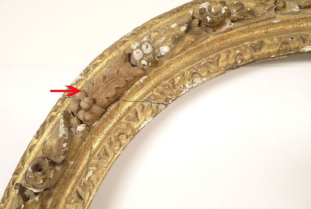 Large Oval Frame Carved With Gilded Oak Leaves And Acorns, 17th Century-photo-4