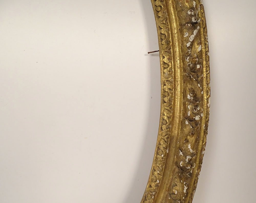 Large Oval Frame Carved With Gilded Oak Leaves And Acorns, 17th Century-photo-2