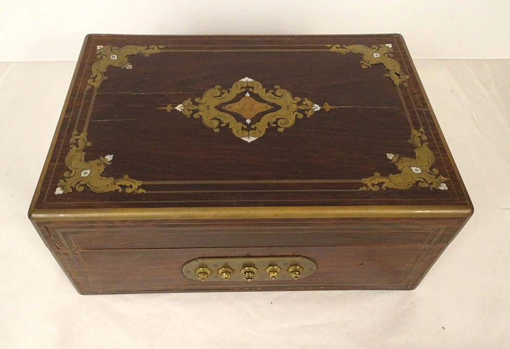Small Combination Safe Th. Year Paris Rosewood Napoleon III 19th Century-photo-2