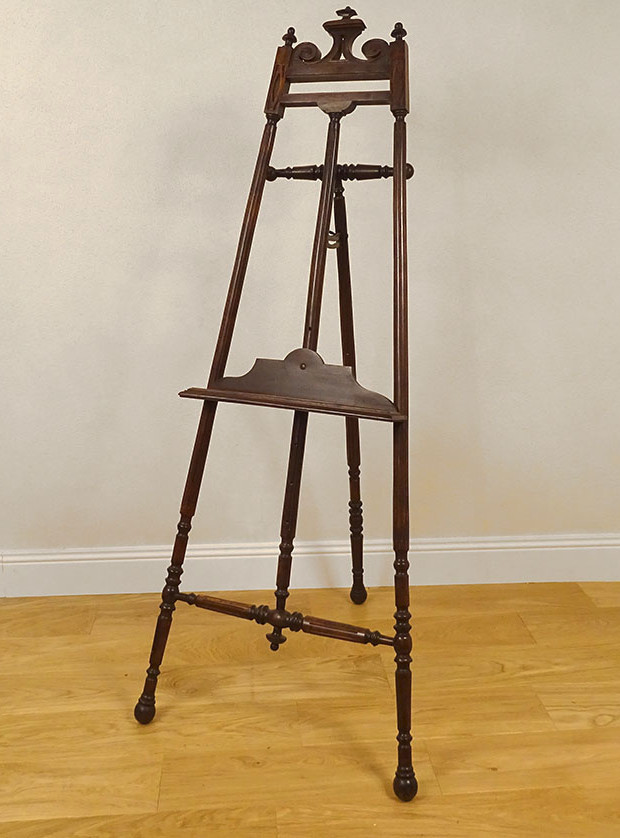 Large Artist's Easel, Carved Wood, Art Nouveau, Late 19th Century