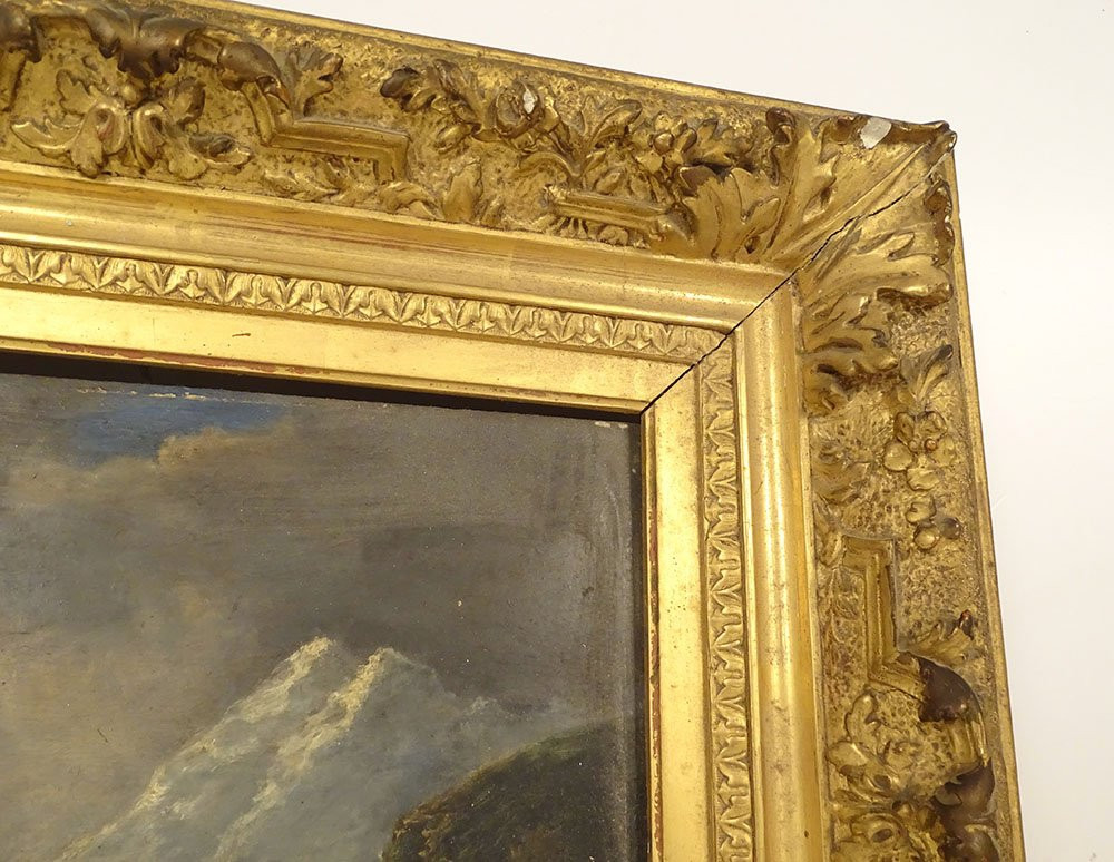 HSP tableau Edouard Chauvin paysage montagnes femme bergère troupeau XIXè-photo-4