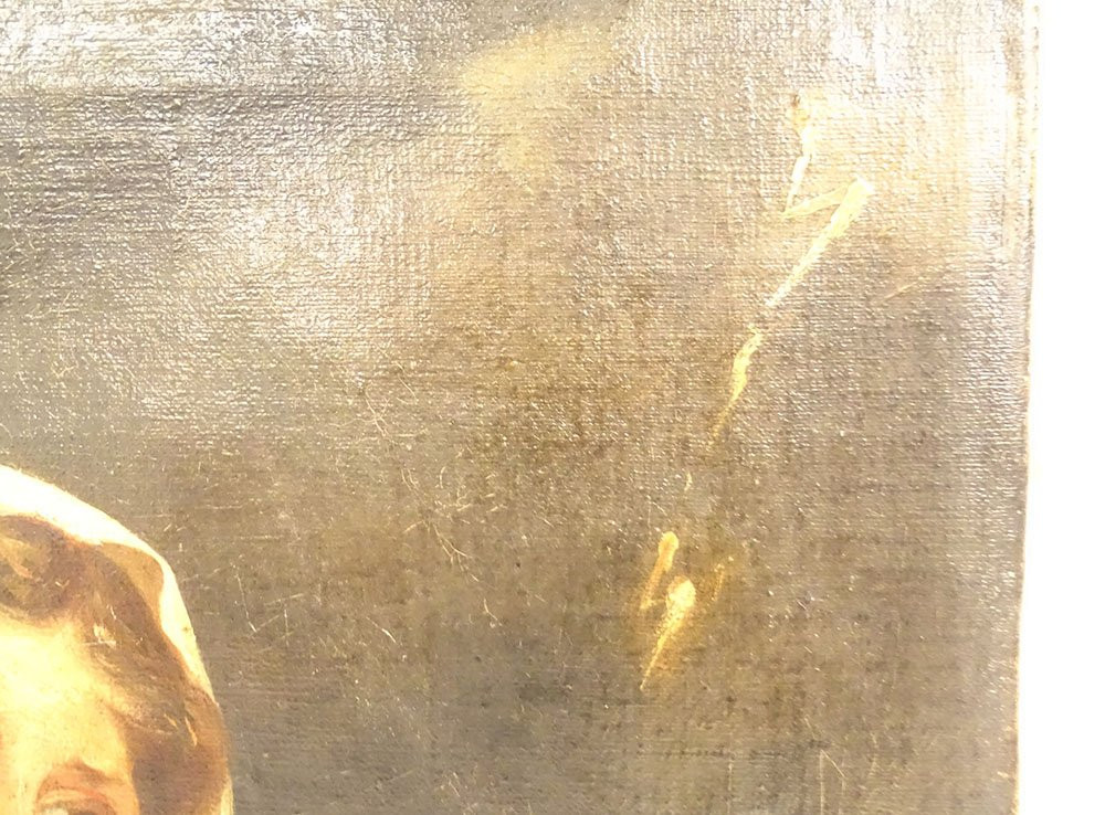 Hst Painting By Giuseppe Mazzolini, Young Girl With Basket Fleeing The Storm, 19th Century-photo-7