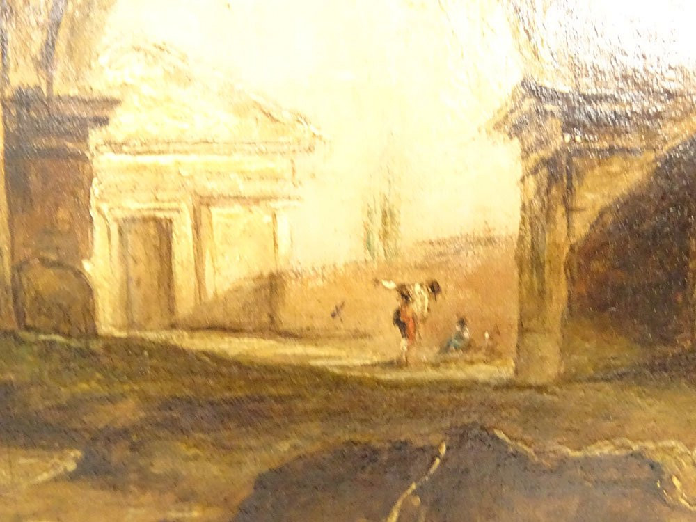 HST tableau paysage italien Capriccio ruines Venise Arc Triomphe Guardi 19è-photo-1