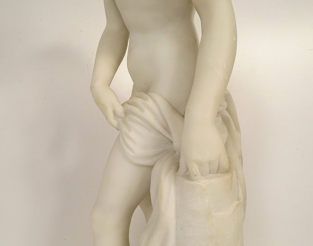Statue marbre Carrare femme nymphe Baigneuse de Falconet Battiglia XIXème-photo-5