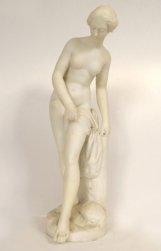 Statue marbre Carrare femme nymphe Baigneuse de Falconet Battiglia XIXème