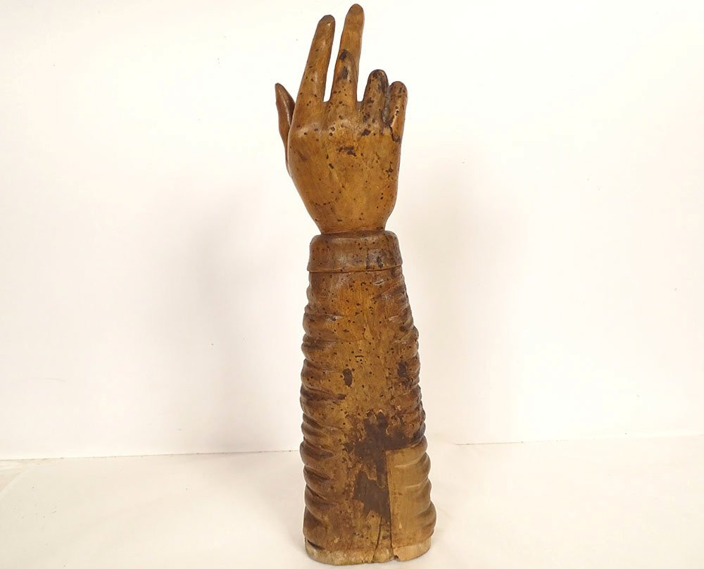 Reliquary Arm Carved Wood Saint Nicholas Amethyst Early 19th Century-photo-6