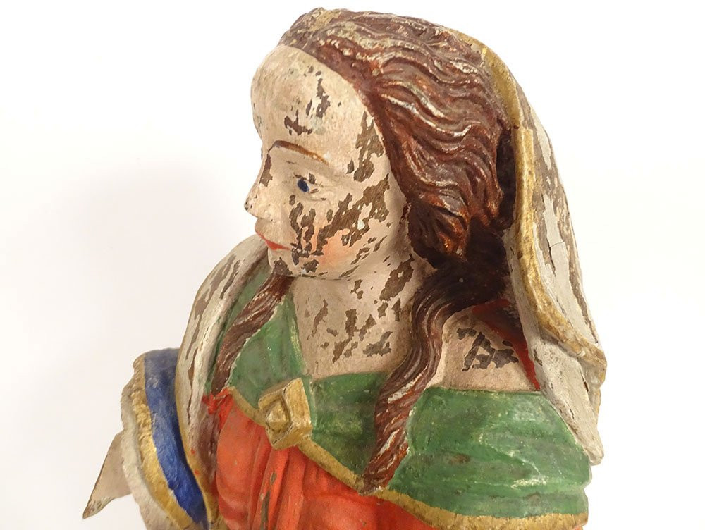 Statue bois sculpté polychrome Sainte Marie Madeleine à genoux XVIIIème-photo-3