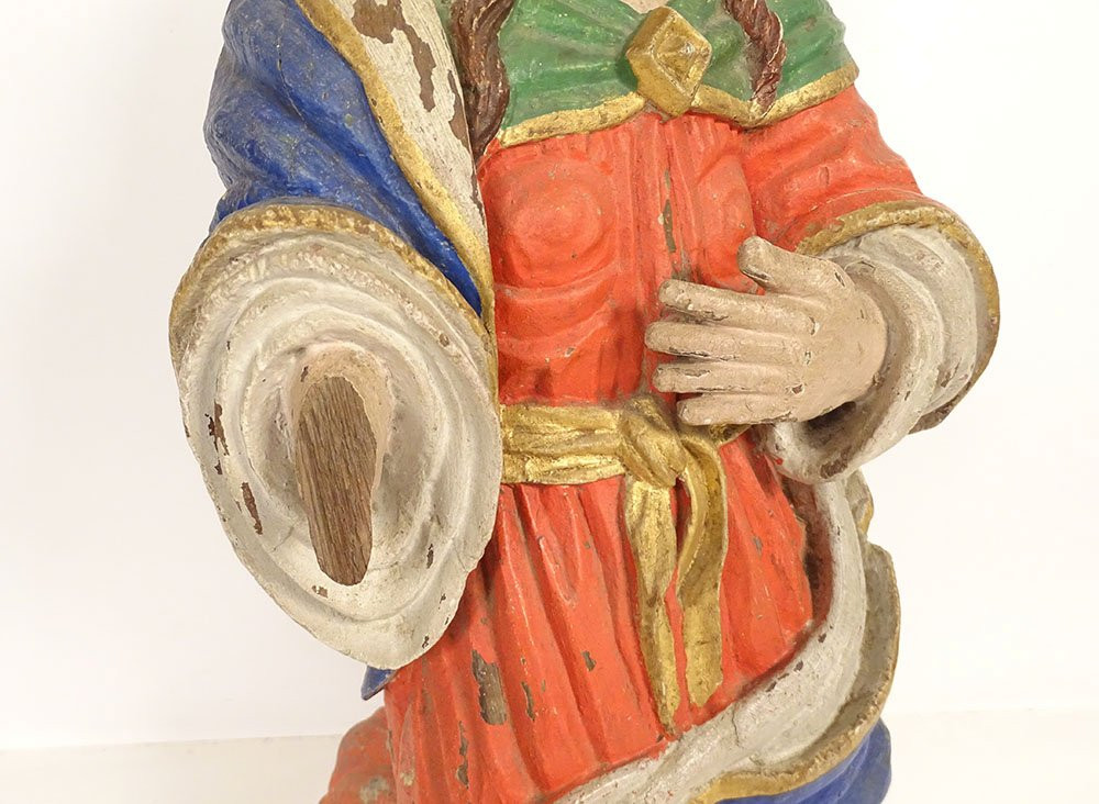 Statue bois sculpté polychrome Sainte Marie Madeleine à genoux XVIIIème-photo-3