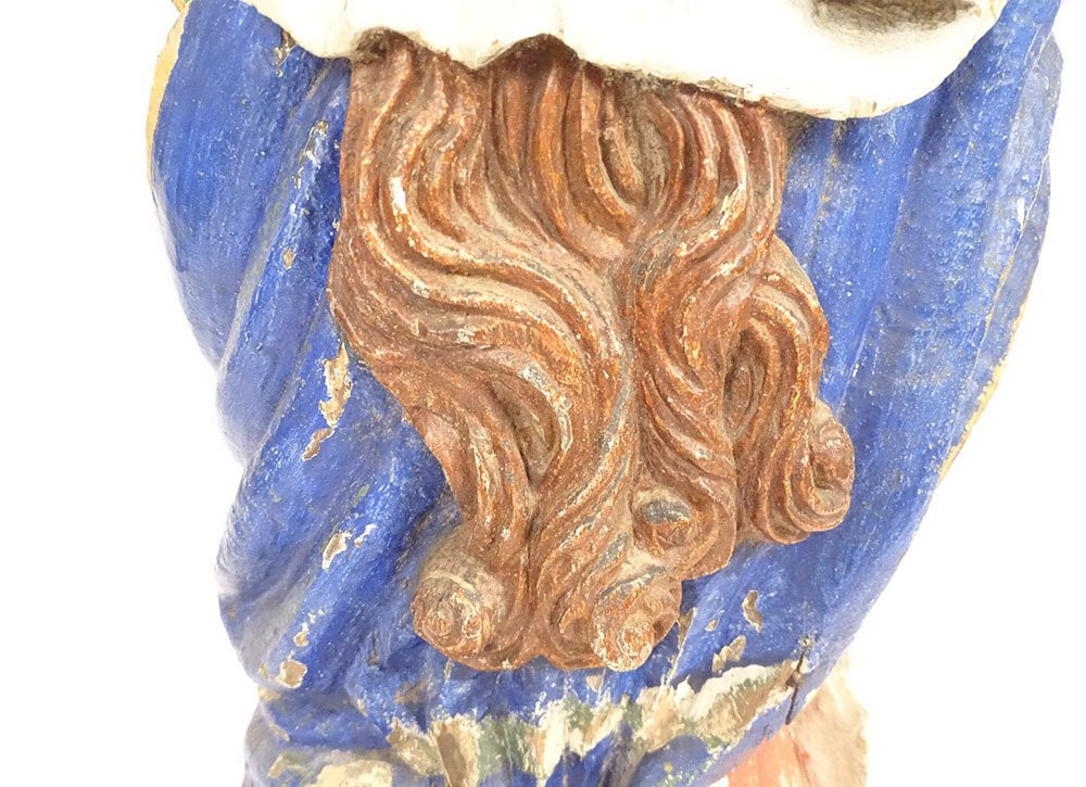 Statue bois sculpté polychrome Sainte Marie Madeleine à genoux XVIIIème-photo-7