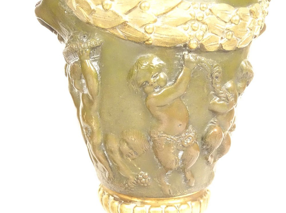 Paire grandes cassolettes pots vases bronze modèle Clodion Barbedienne XIXè-photo-4
