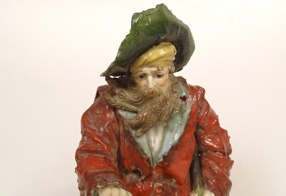 2 German Porcelain Sculptures Eckert & Cie Beggar Woman Children 19th Century-photo-3