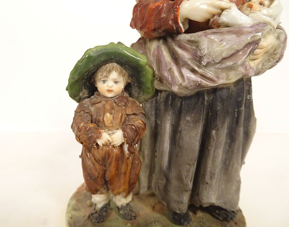 2 German Porcelain Sculptures Eckert & Cie Beggar Woman Children 19th Century-photo-5
