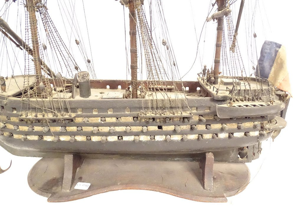 French Ship Model, Three-masted Sailing Ship, Mixed Ship, France, 19th Century-photo-2