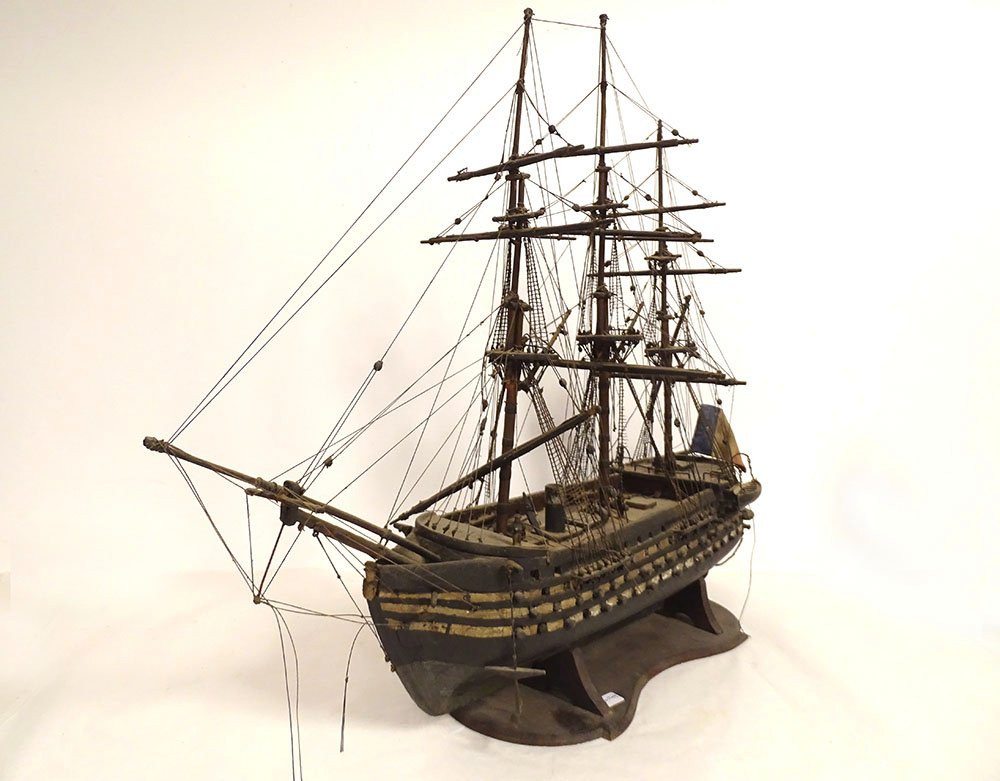 French Ship Model, Three-masted Sailing Ship, Mixed Ship, France, 19th Century-photo-4