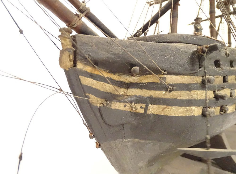 French Ship Model, Three-masted Sailing Ship, Mixed Ship, France, 19th Century-photo-5