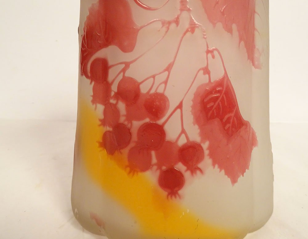 Biscuit Box Covered Pot Glass Paste Gallé Currants Art Nouveau Late 19th Century-photo-2