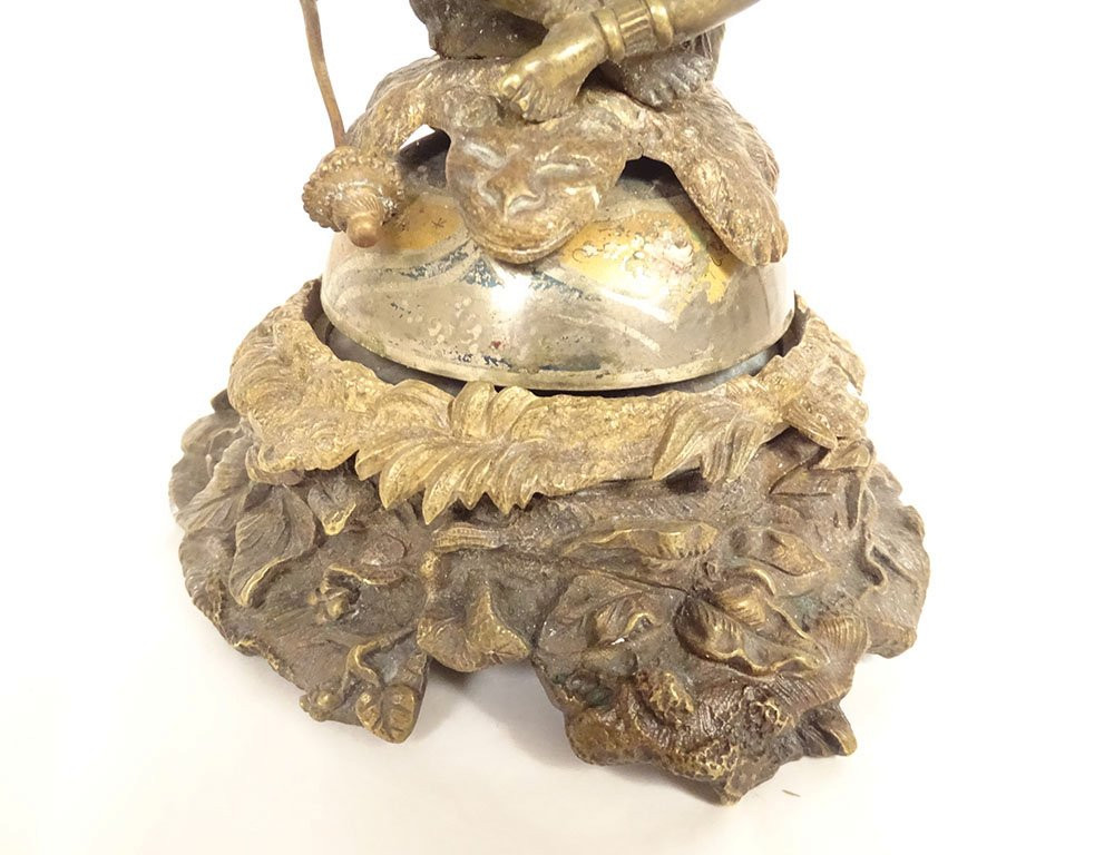 Sonnette de table bronze à l'Amérique personnage indien palmier fin XIXème-photo-2