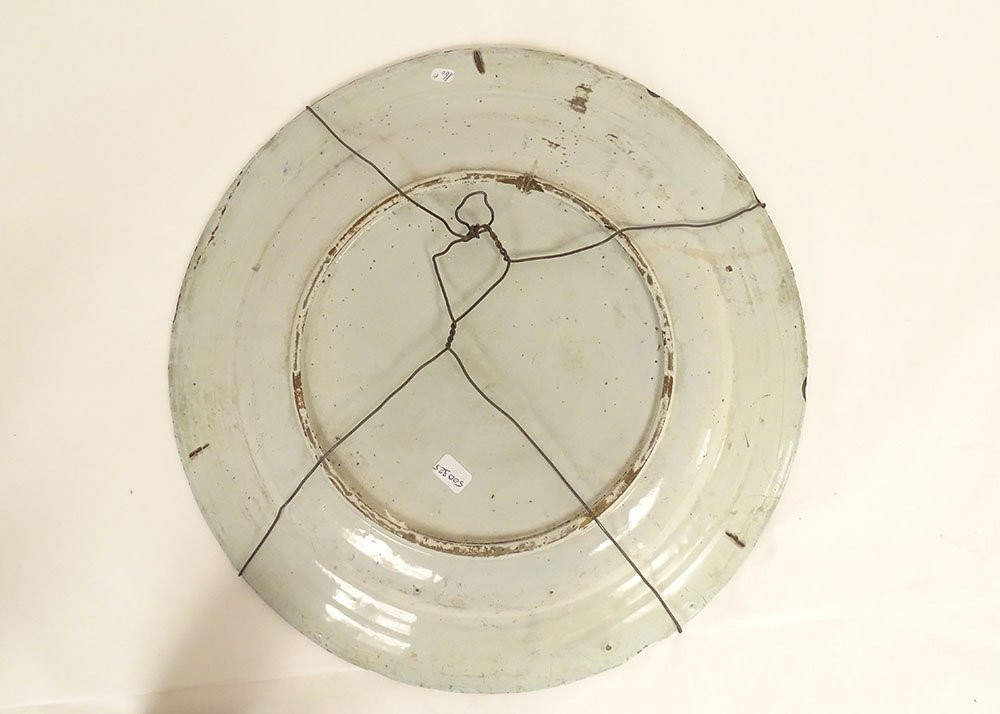 Polychrome Delft Earthenware Dish With Orange Pagoda Decoration, Netherlands, 18th Century-photo-4