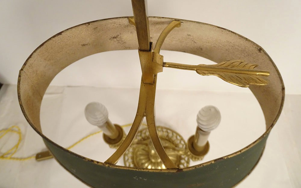 Louis XVI Two-light Bouillotte Lamp, Openwork Gilt Bronze, Late 19th Century-photo-3