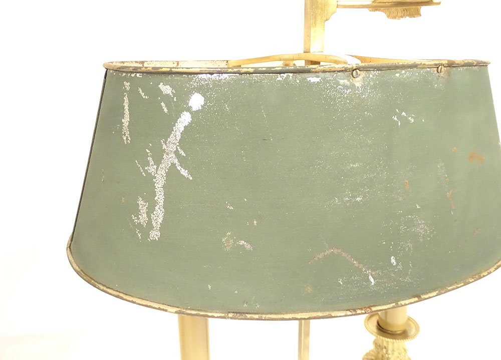 Louis XVI Two-light Bouillotte Lamp, Openwork Gilt Bronze, Late 19th Century-photo-7