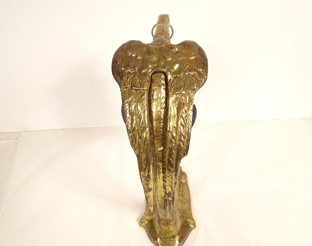 Gilded Bronze Lamp Eagle Charles Ranc Tulip Glass Paste Art Deco 20th Century-photo-4