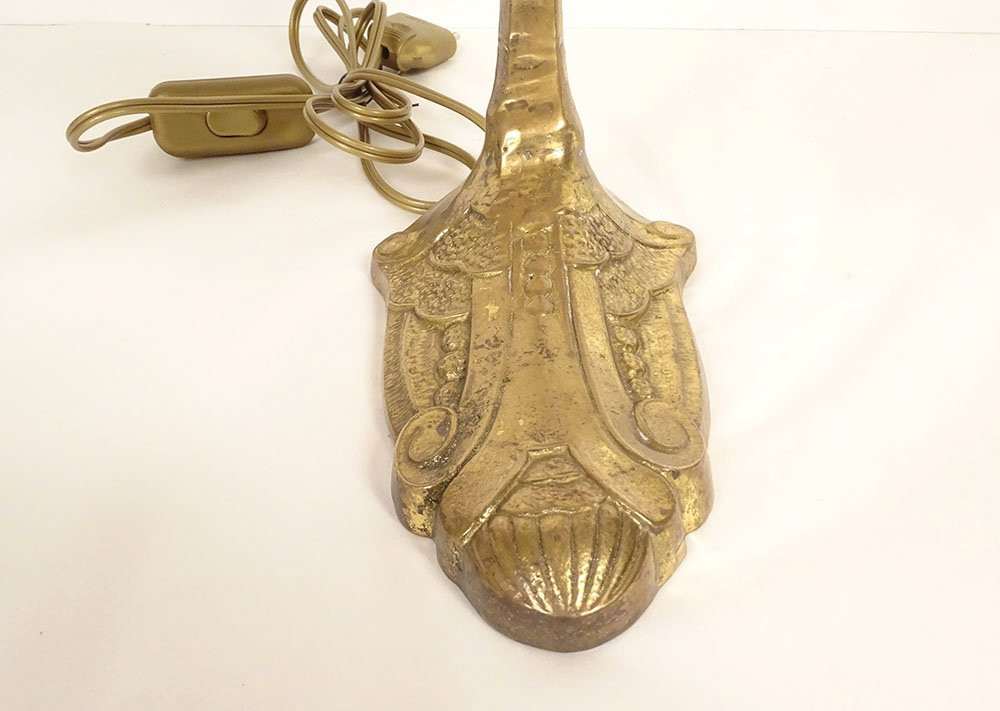 Gilded Bronze Lamp Eagle Charles Ranc Tulip Glass Paste Art Deco 20th Century-photo-3