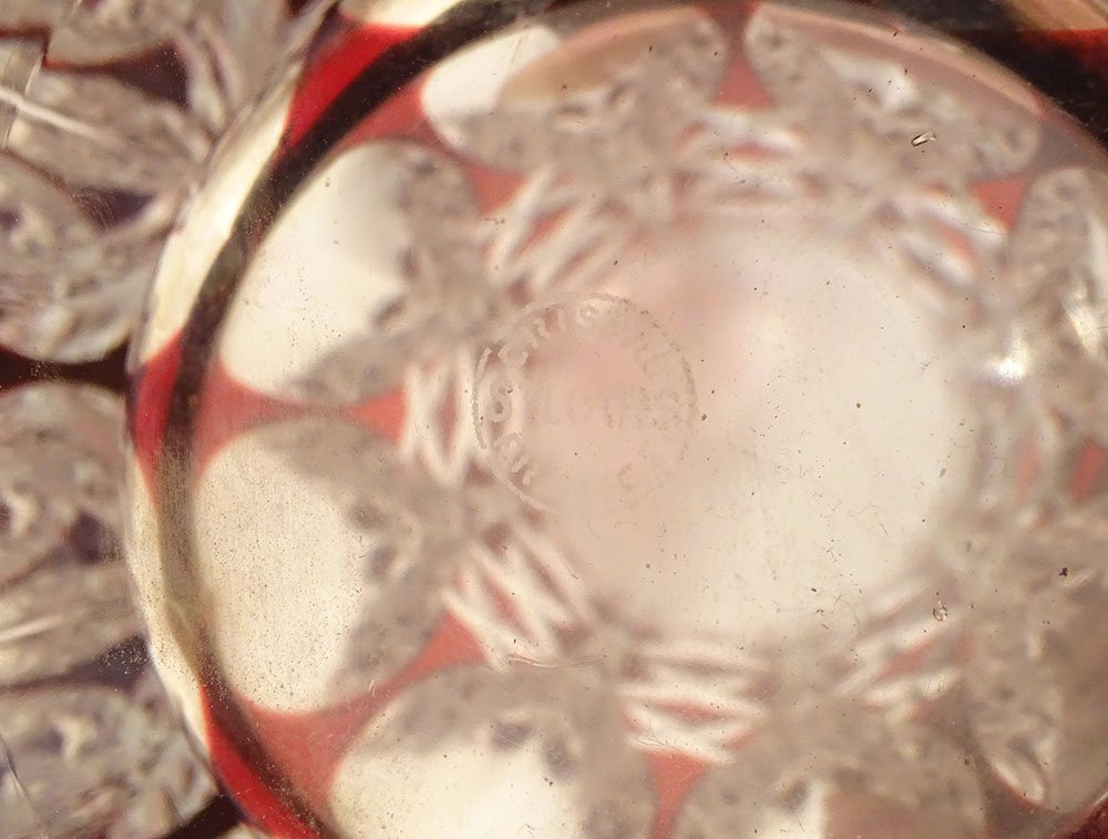 Saint-louis Deauville Red Cut Crystal Vase With Crosspieces, 20th Century-photo-4