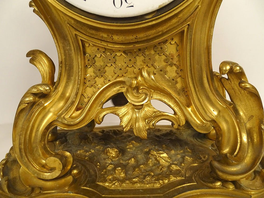 Louis XV Gilt Bronze Barbedienne Cherub Napoleon III 19th Century Cartel Clock-photo-4