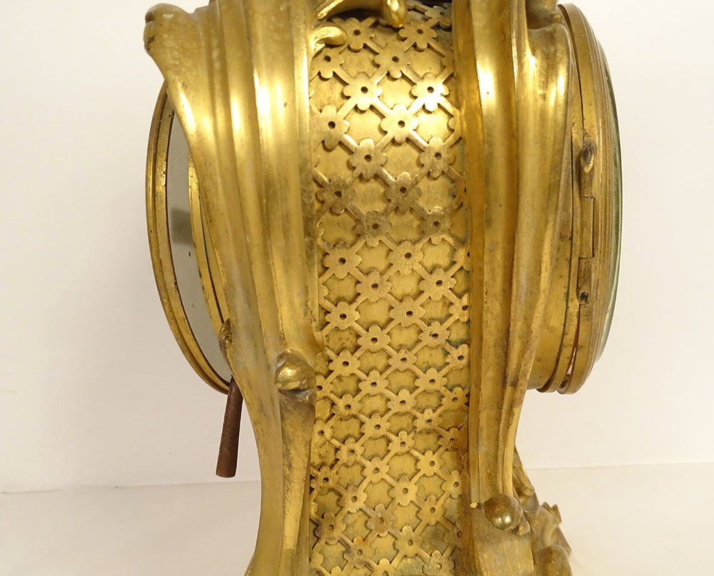 Louis XV Gilt Bronze Barbedienne Cherub Napoleon III 19th Century Cartel Clock-photo-5