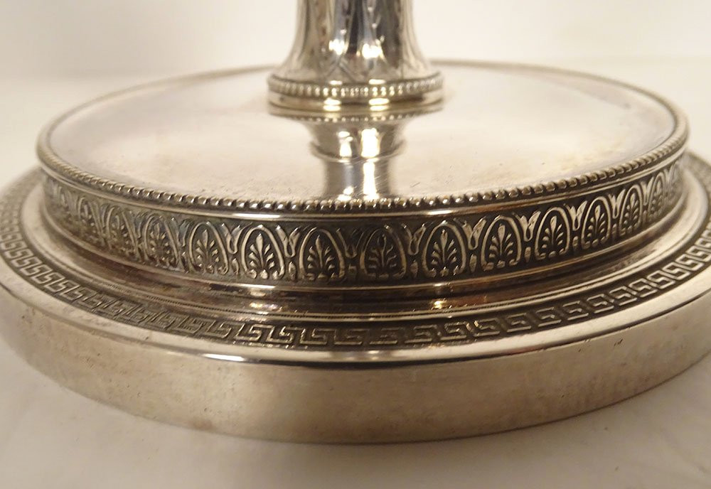 Pair Of Seditious Candlesticks With Silver-plated Bronze Marie-antoinette Profile, Late 18th Century-photo-4