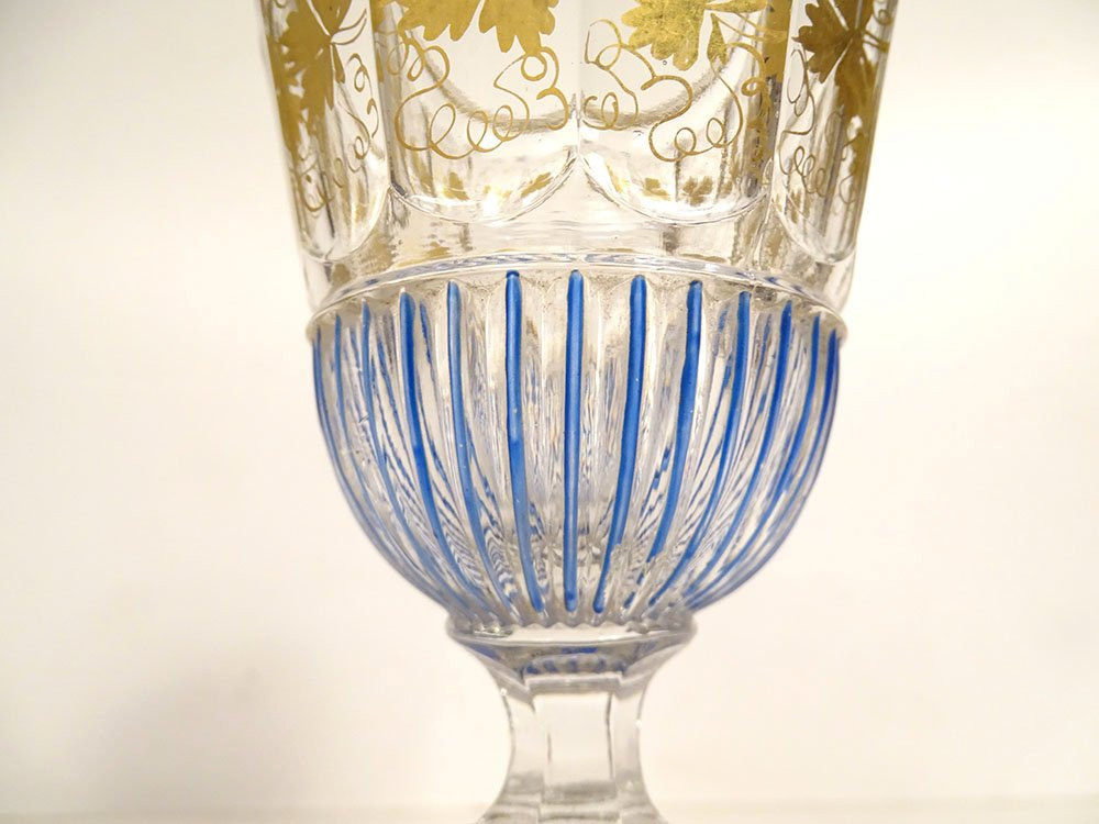 Verre à pied Charles X cristal dorure émaillé vigne St-Louis Baccarat XIXè-photo-3