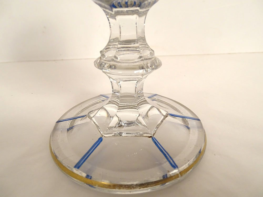 Verre à pied Charles X cristal dorure émaillé vigne St-Louis Baccarat XIXè-photo-4