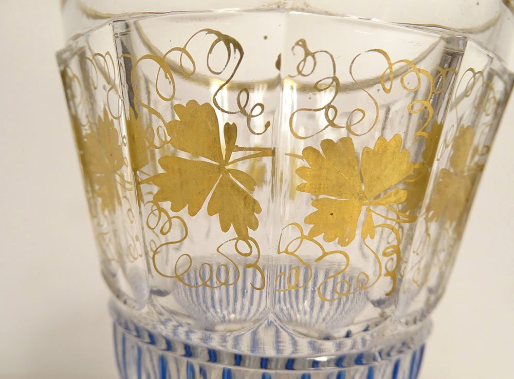 Verre à pied Charles X cristal dorure émaillé vigne St-Louis Baccarat XIXè-photo-2