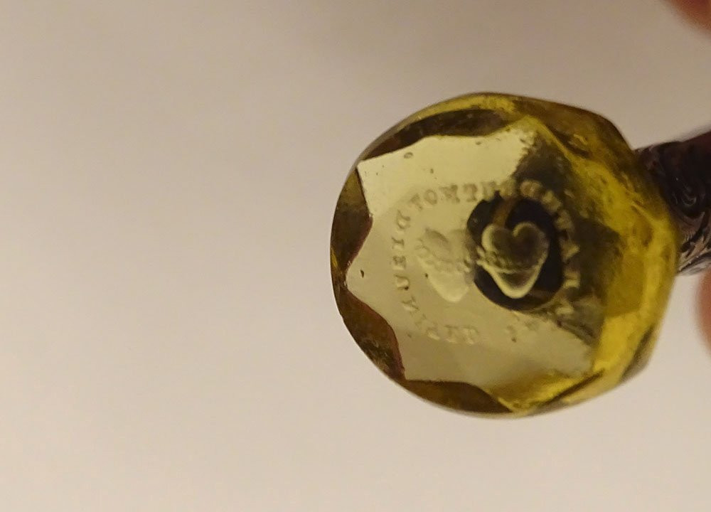 Cachet sceau citrine cœurs Fidélité manche verre améthyste XIXème siècle-photo-2