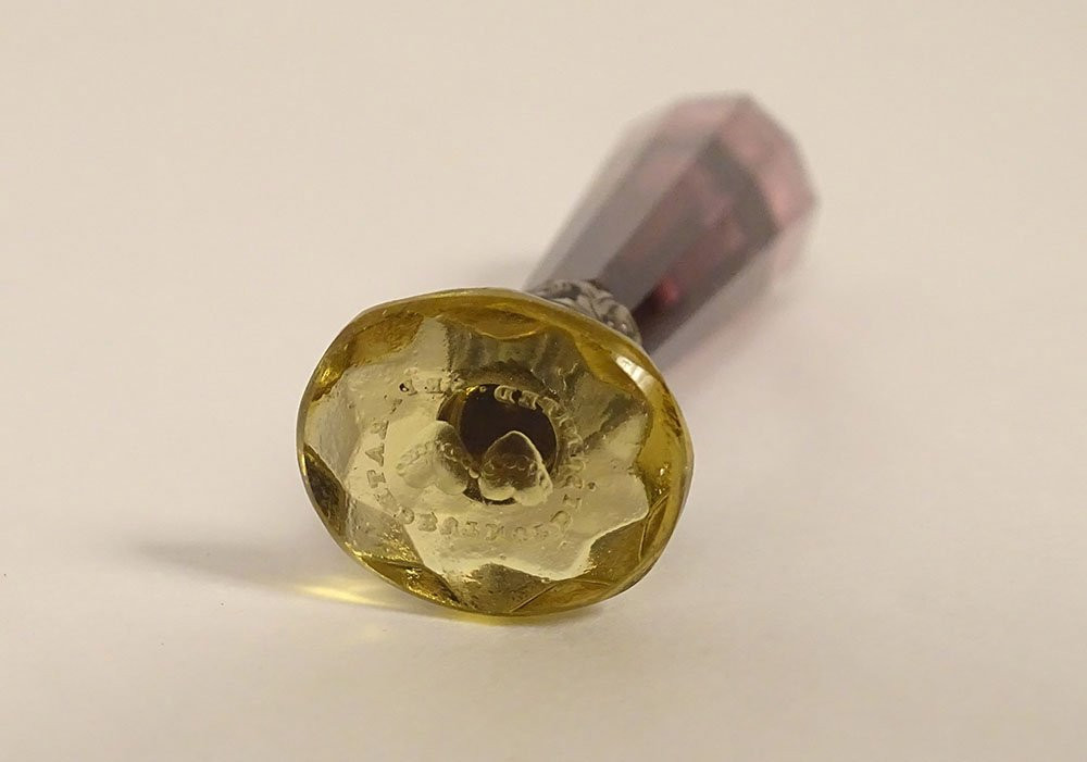 Cachet sceau citrine cœurs Fidélité manche verre améthyste XIXème siècle-photo-5