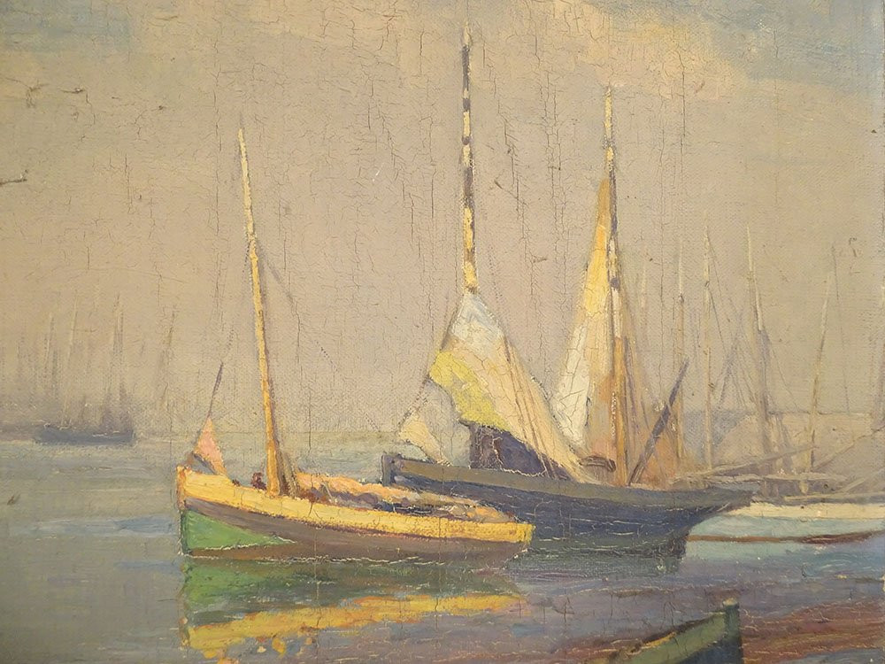 HST tableau marine M. Pellerier bateaux pêche port Bretagne Douarnenez XXè-photo-4