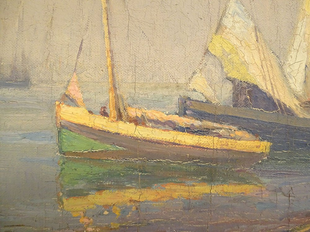 HST tableau marine M. Pellerier bateaux pêche port Bretagne Douarnenez XXè-photo-1