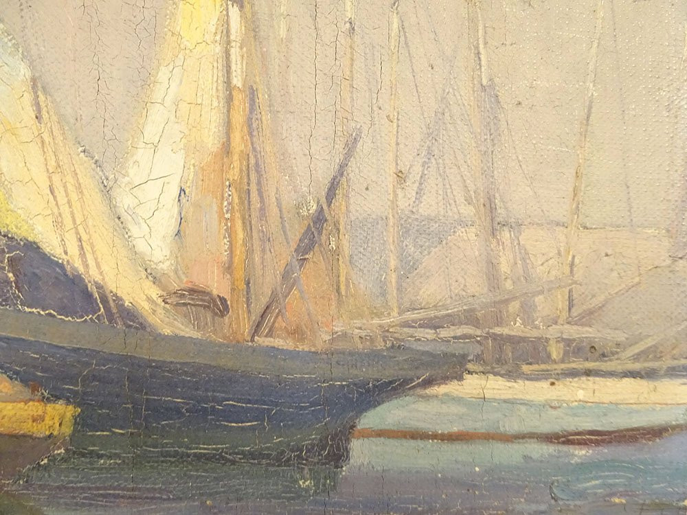 HST tableau marine M. Pellerier bateaux pêche port Bretagne Douarnenez XXè-photo-2