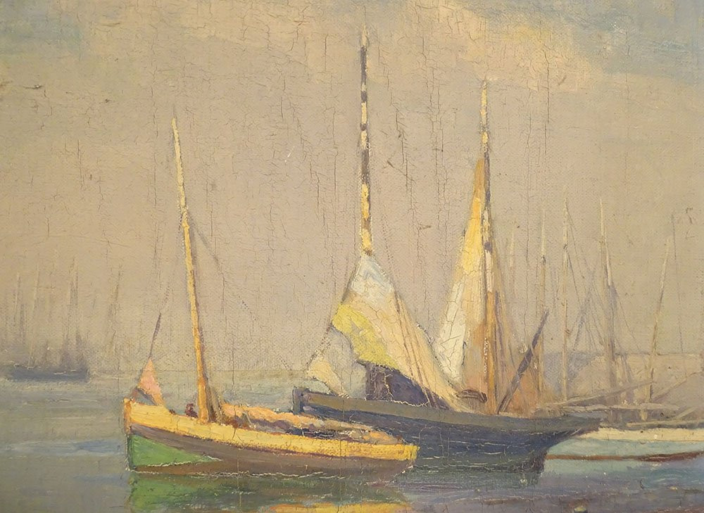 HST tableau marine M. Pellerier bateaux pêche port Bretagne Douarnenez XXè-photo-5
