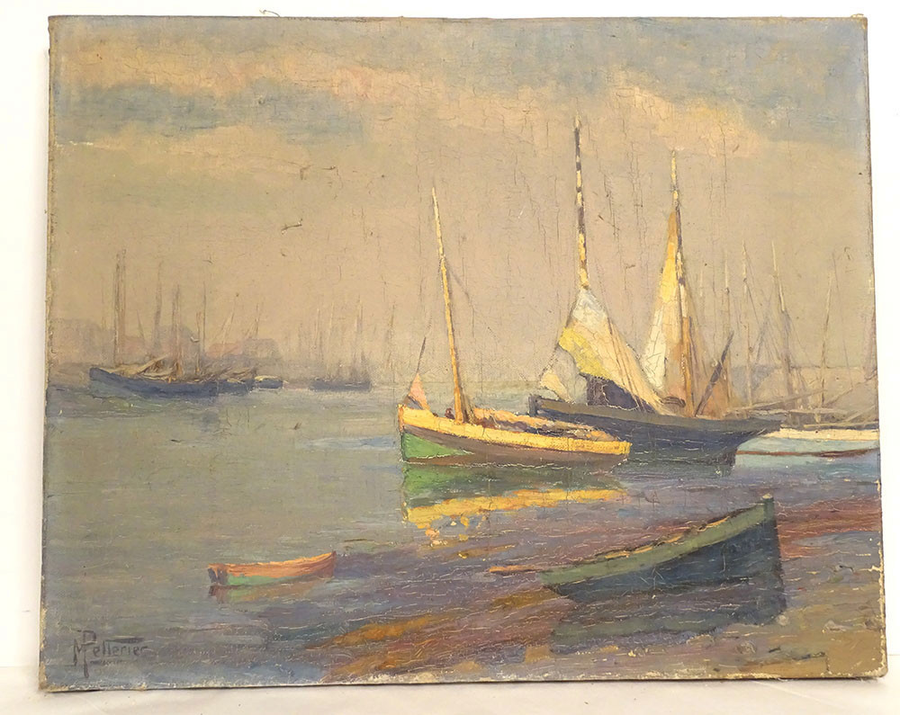 HST tableau marine M. Pellerier bateaux pêche port Bretagne Douarnenez XXè