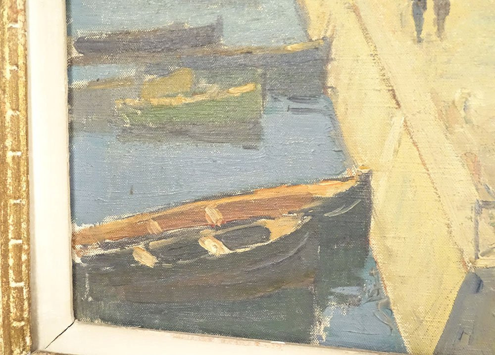 HST tableau marine port Concarneau Pellerier bateaux pêche Bretagne XXème-photo-3