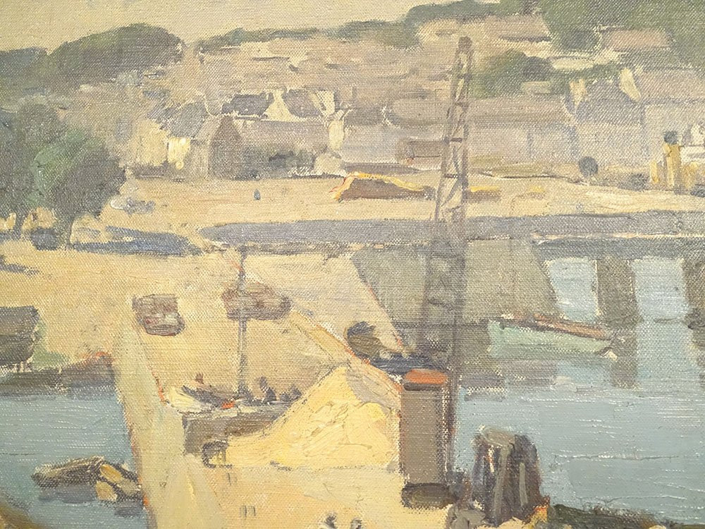 HST tableau marine port Concarneau Pellerier bateaux pêche Bretagne XXème-photo-4