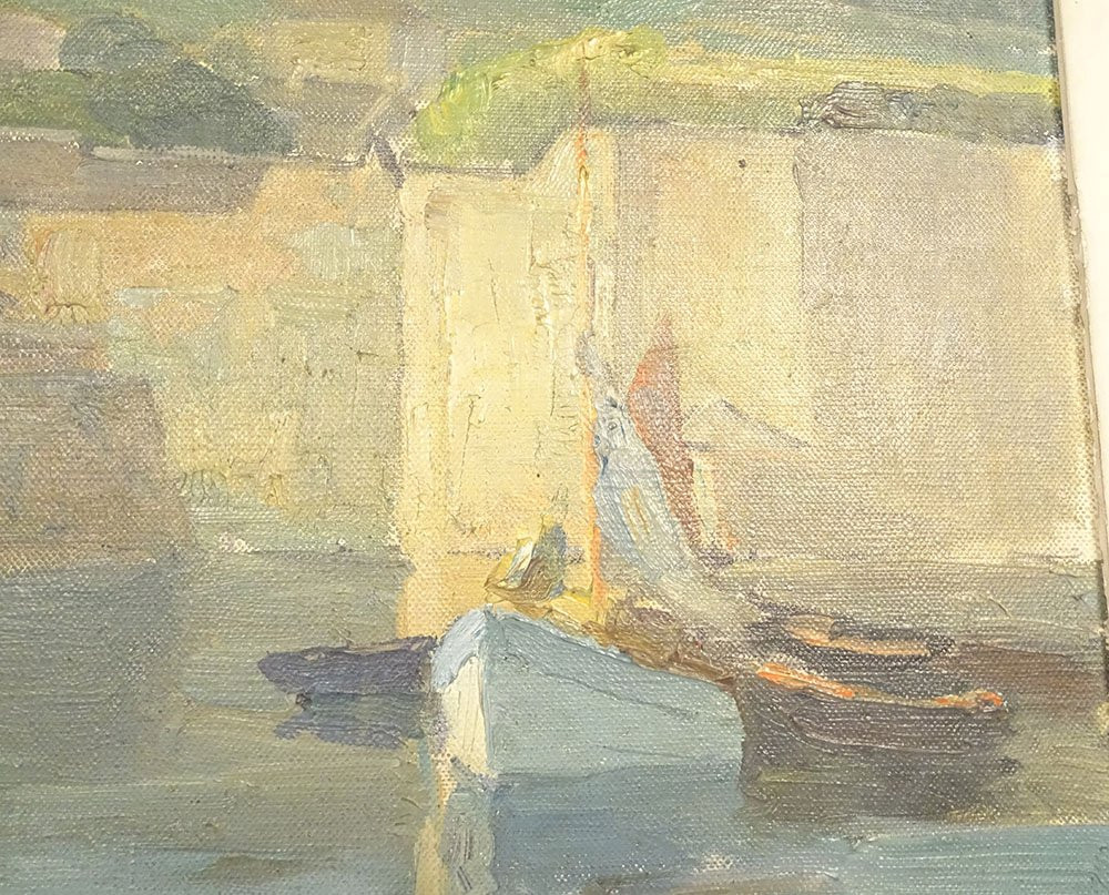 HST tableau marine port Concarneau Pellerier bateaux pêche Bretagne XXème-photo-6