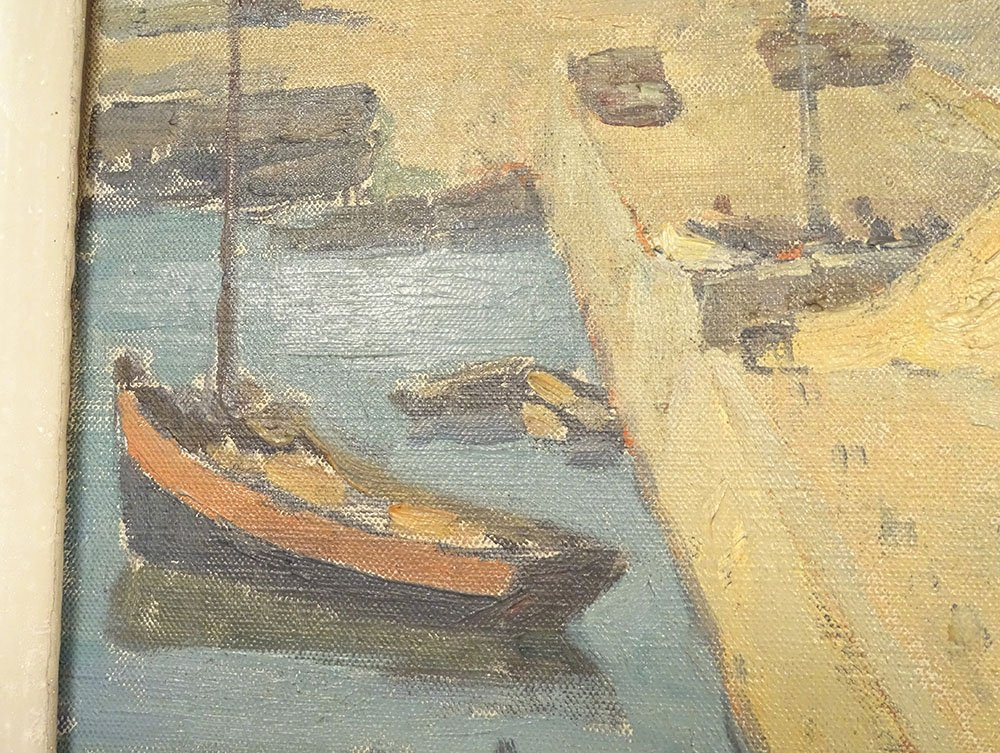 HST tableau marine port Concarneau Pellerier bateaux pêche Bretagne XXème-photo-7