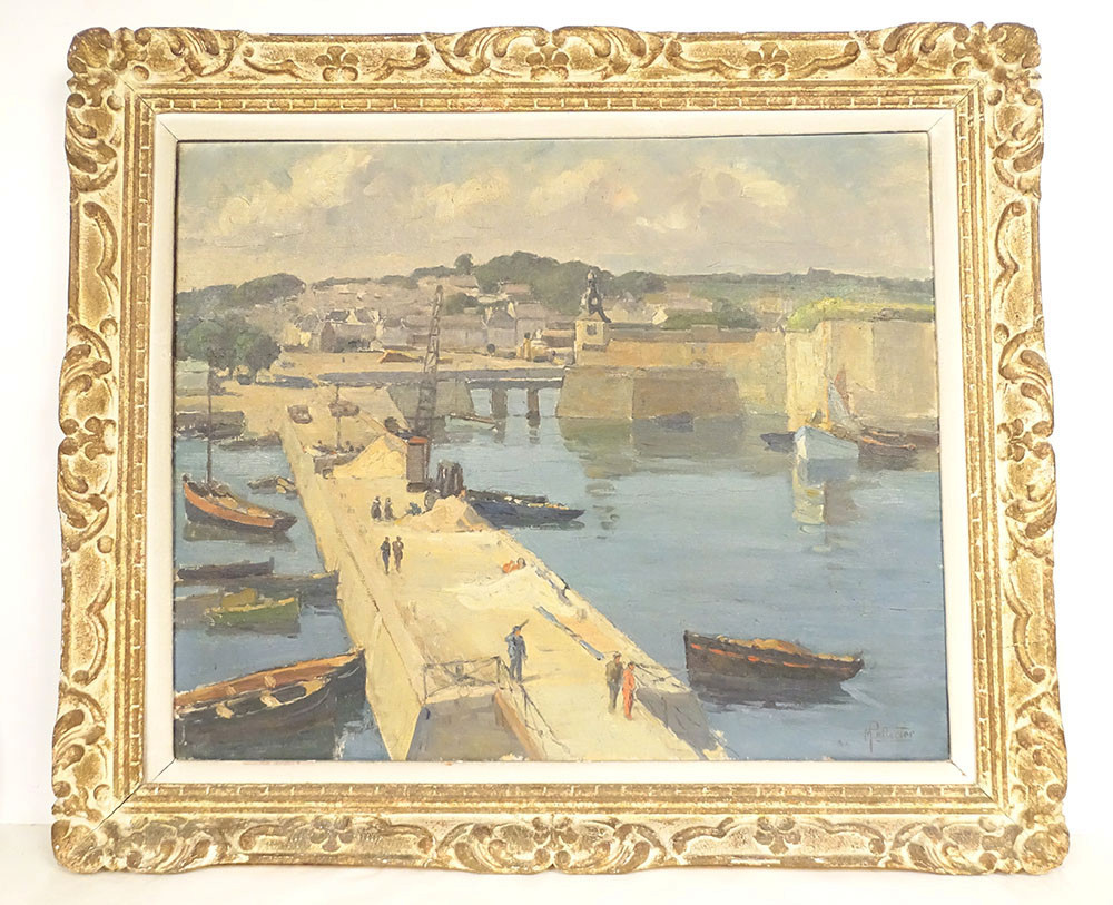 HST tableau marine port Concarneau Pellerier bateaux pêche Bretagne XXème