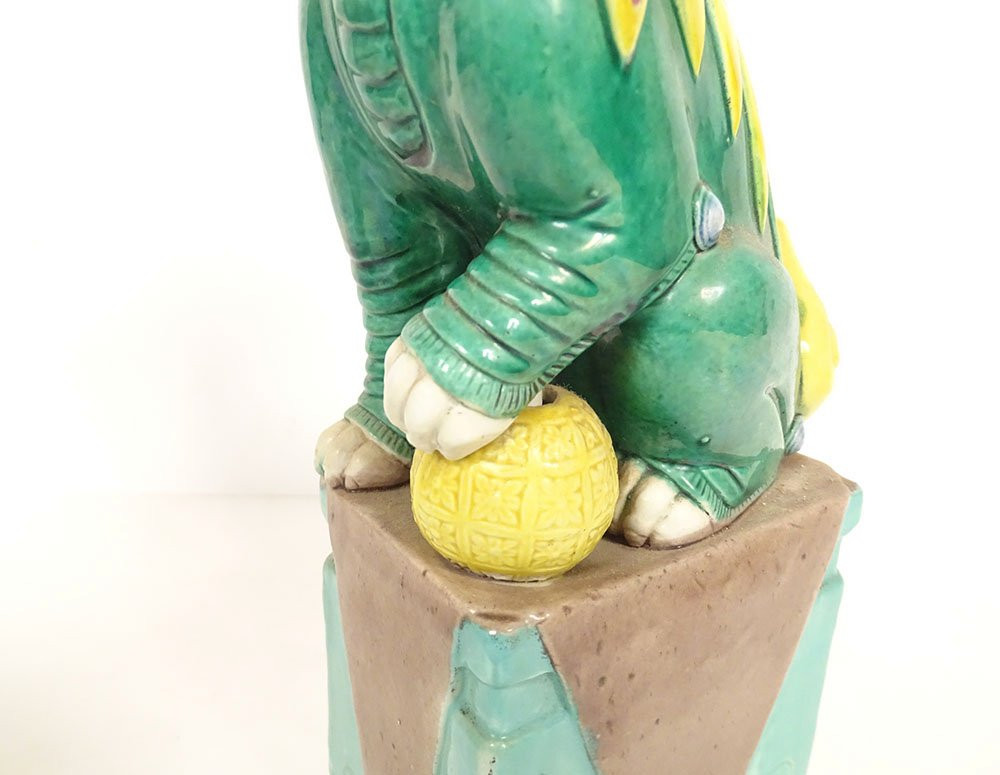Pair Of Chinese Porcelain Dragon And Dog Sculptures From Fo, China, 19th Century-photo-6
