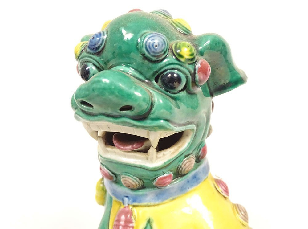 Pair Of Chinese Porcelain Dragon And Dog Sculptures From Fo, China, 19th Century-photo-7