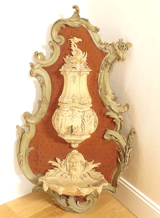 Fontaine murale Louis XV rococo bois sculpté Neptune Napoléon III XIXème