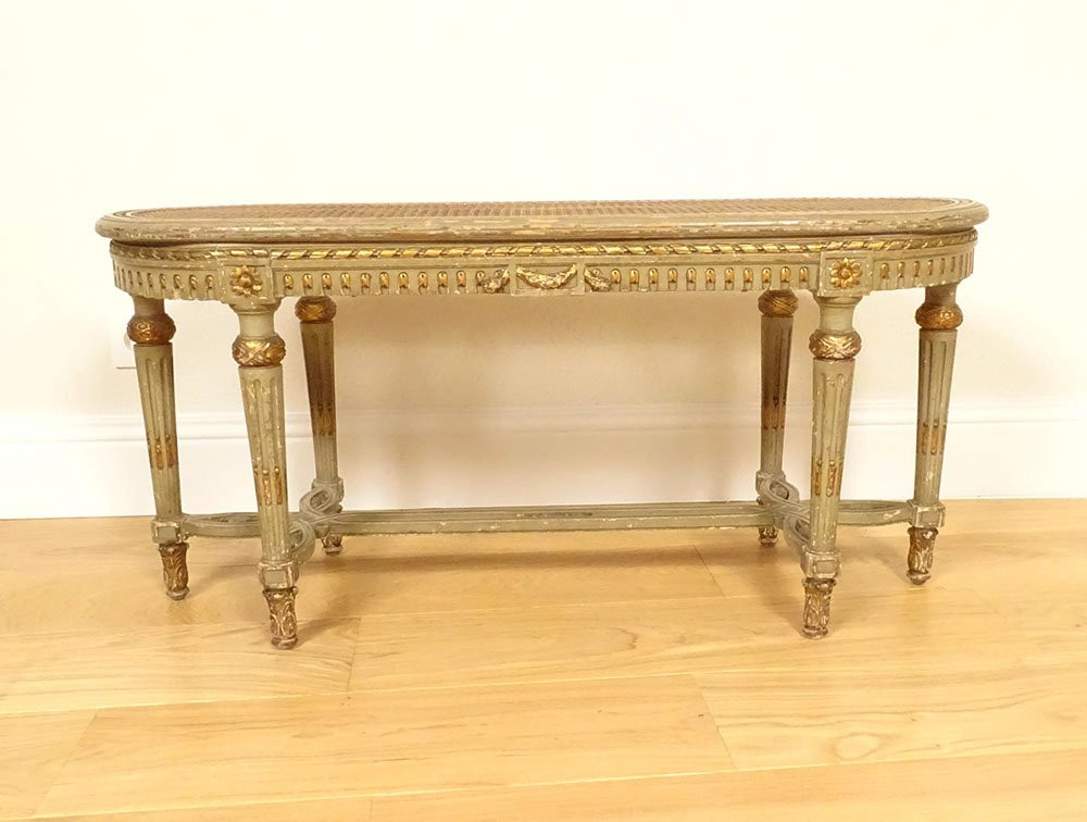 Louis XVI Piano Bench In Carved Lacquered Wood, Napoleon III, 19th Century-photo-2